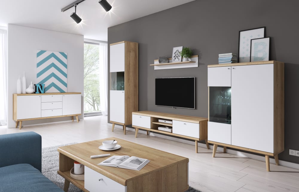Étagère effet bois Crème et Blanc