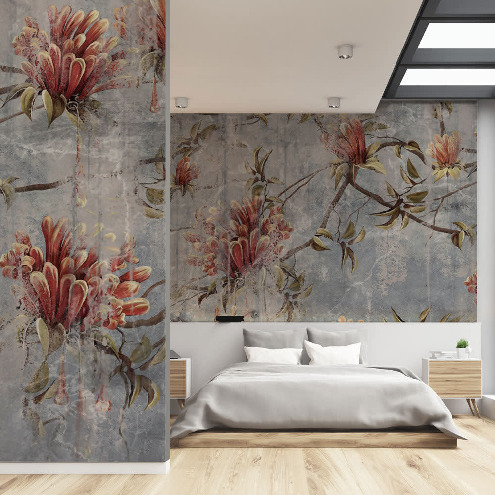 Carta da parati tnt goffrata stile floreale 100x300 cm -