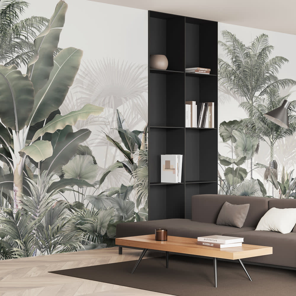 Carta da parati tnt goffrata stile tropicale 300x300 cm - Multicolore - Tessuto non tessuto