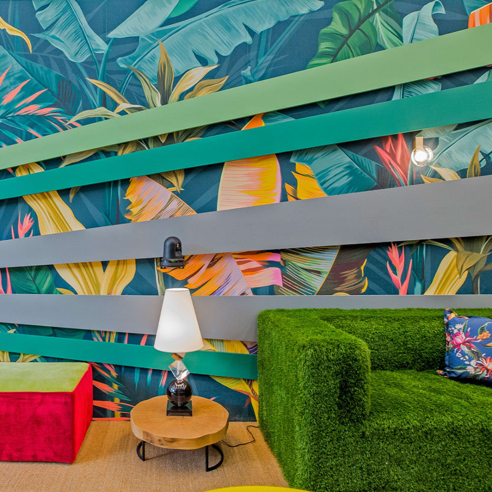 Carta da parati tnt goffrata stile tropicale 300x300 cm - Multicolore - Tessuto non tessuto