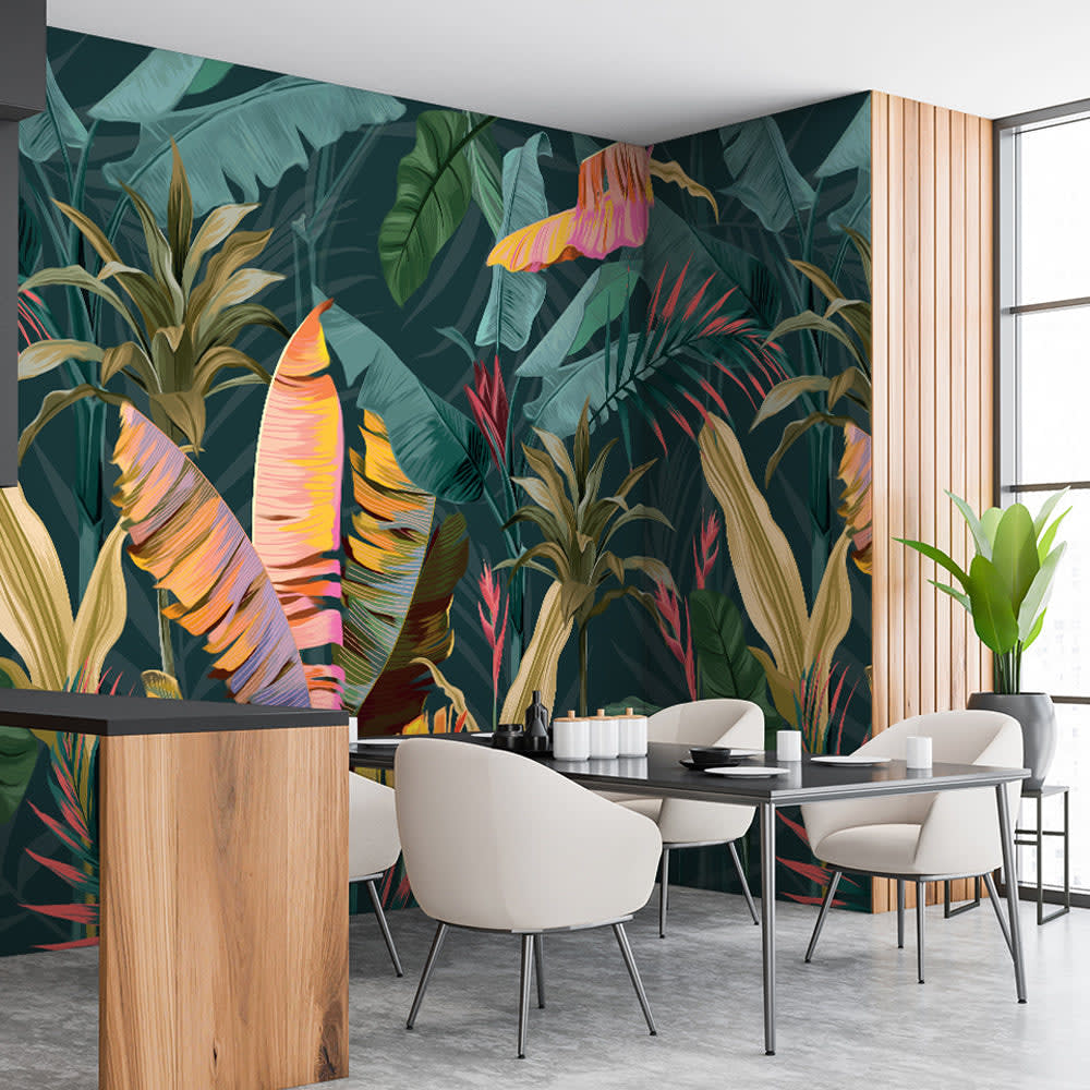 Carta da parati tnt goffrata stile tropicale 300x300 cm -