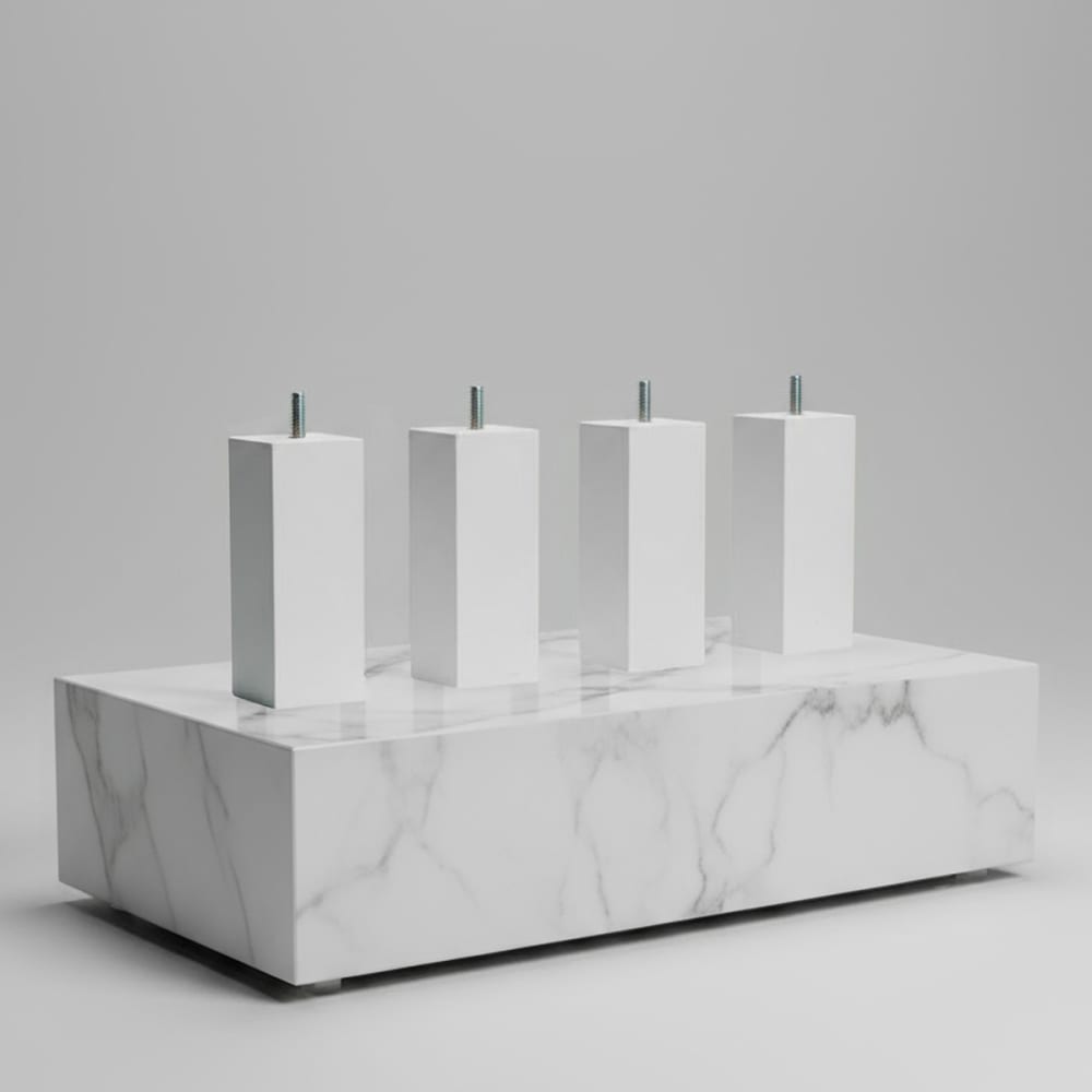 Pied de lit carré bois 15 cm blanc - Maisons du Monde
