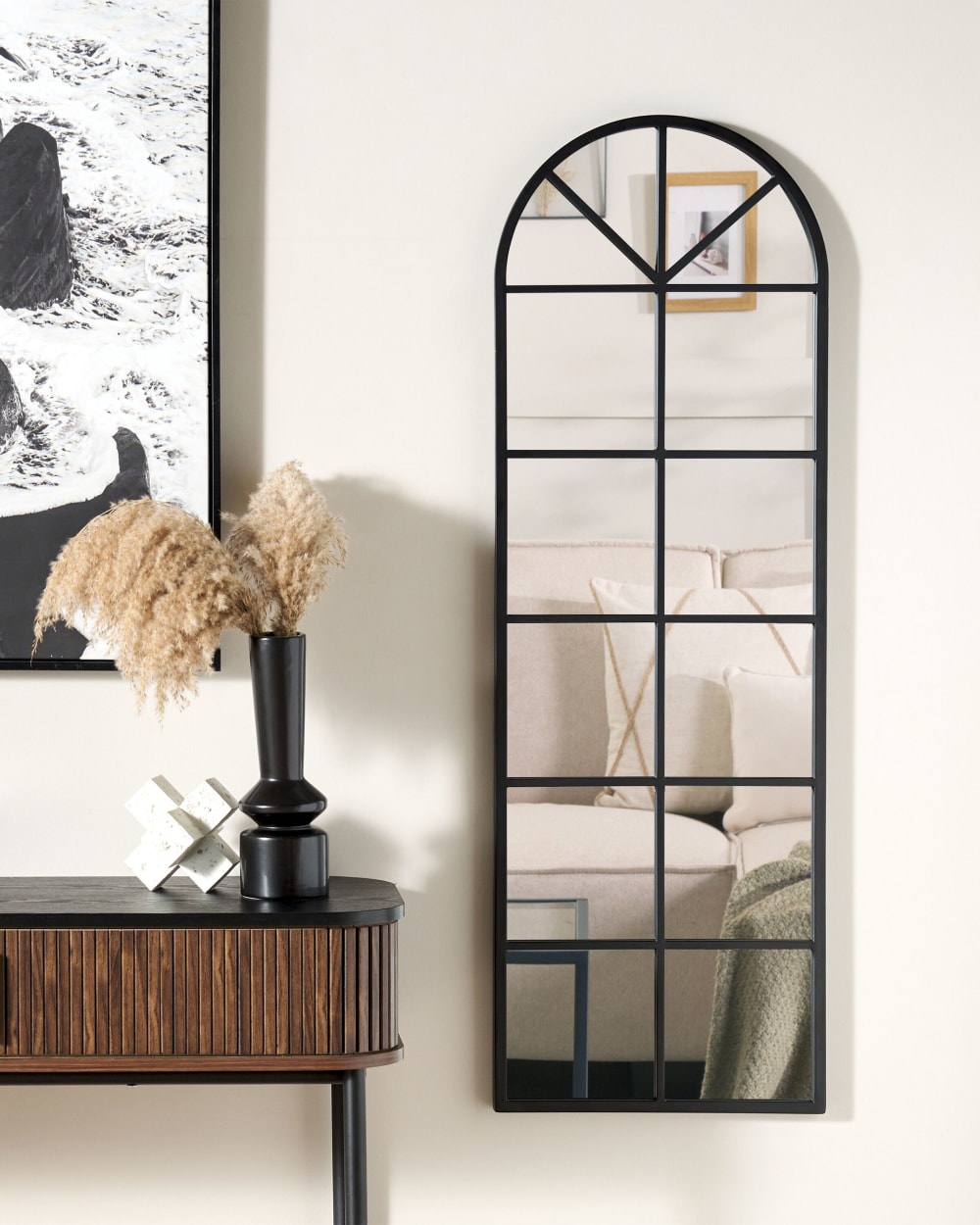Miroir en métal noir 120x40