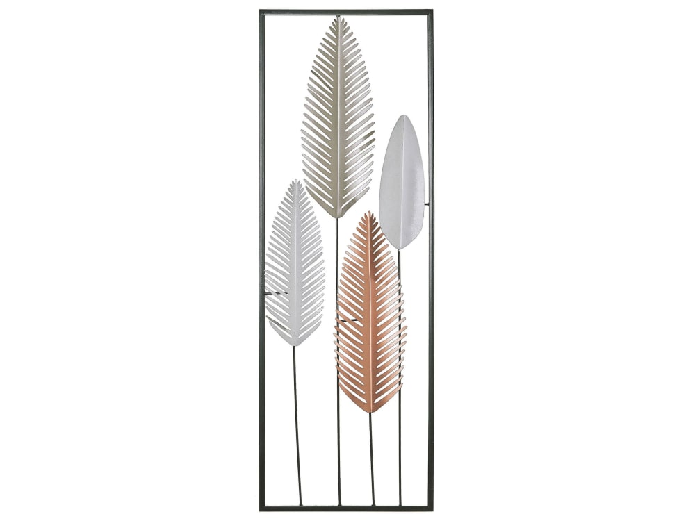 Décoration murale feuille métal 90 cm argenté — Beyit