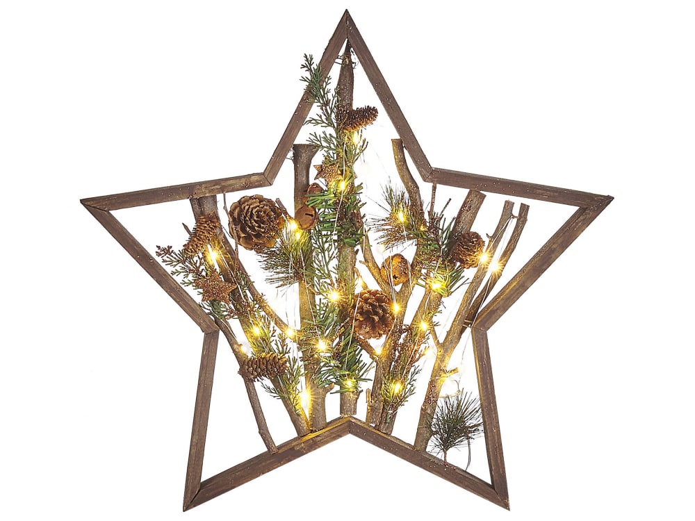 Beliani Dekofigur aus Holz 46cm, dunkler Holzfarbton style landhaus Braun Holz