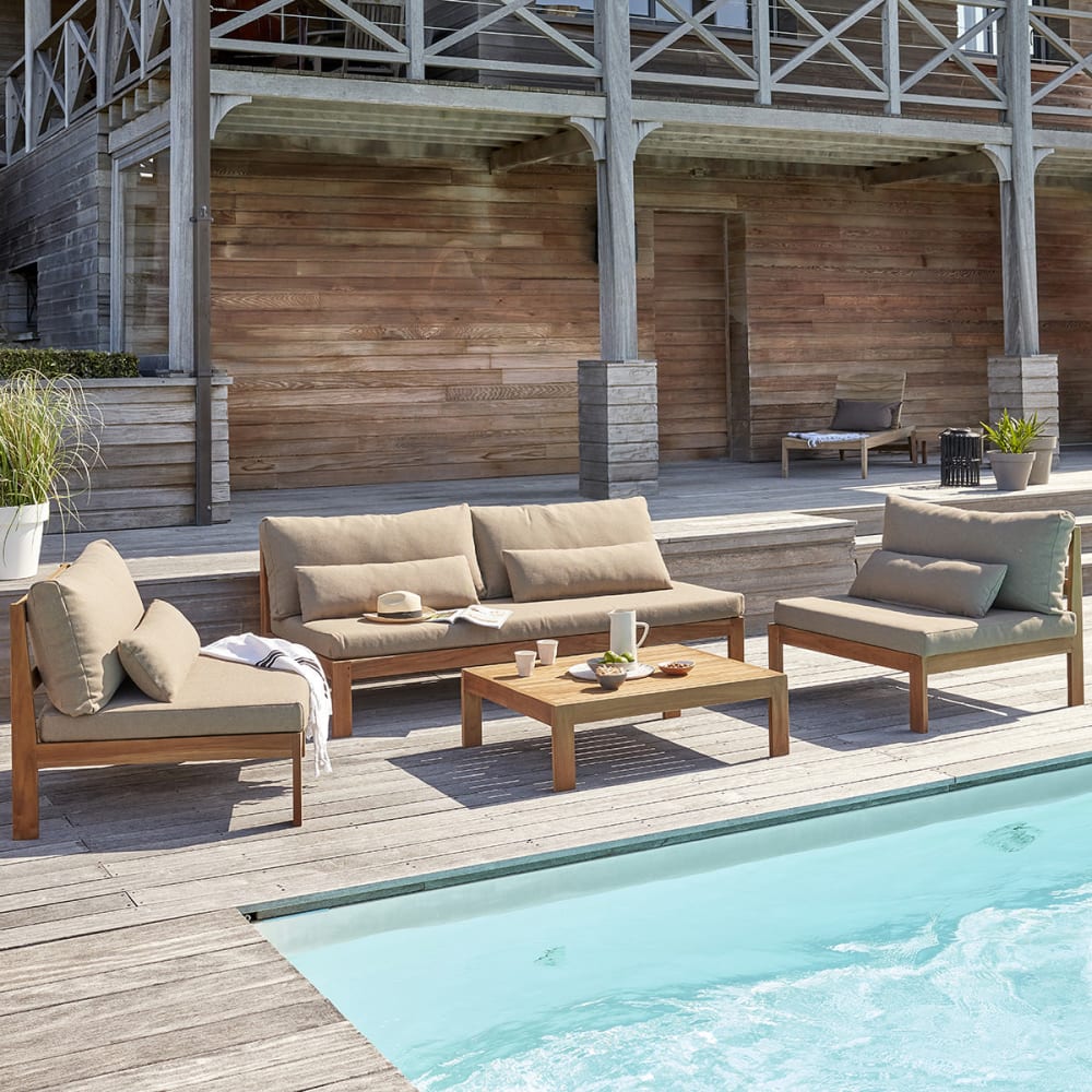 BERAH GETAH Gartenmöbel aus massivem Teakholz in Taupe style modern Taupe