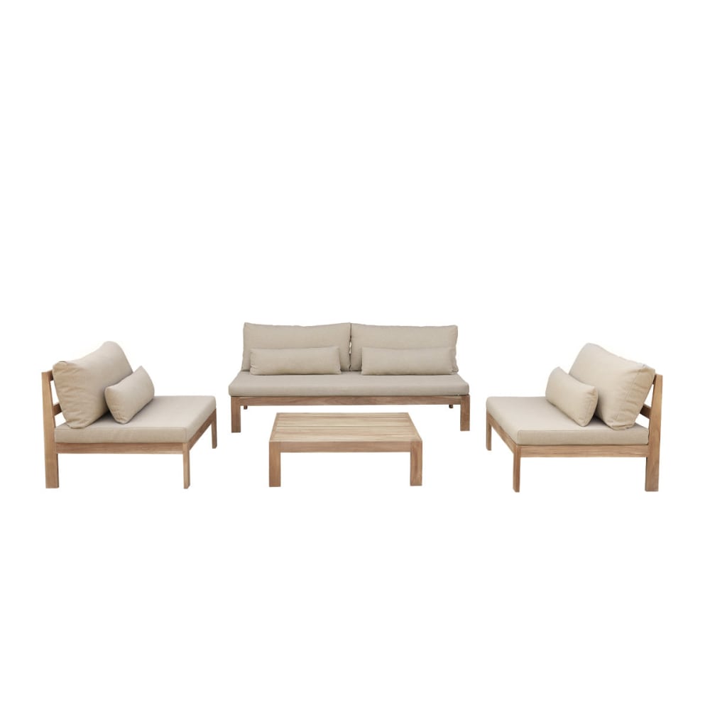 Salon de jardin en teck massif taupe