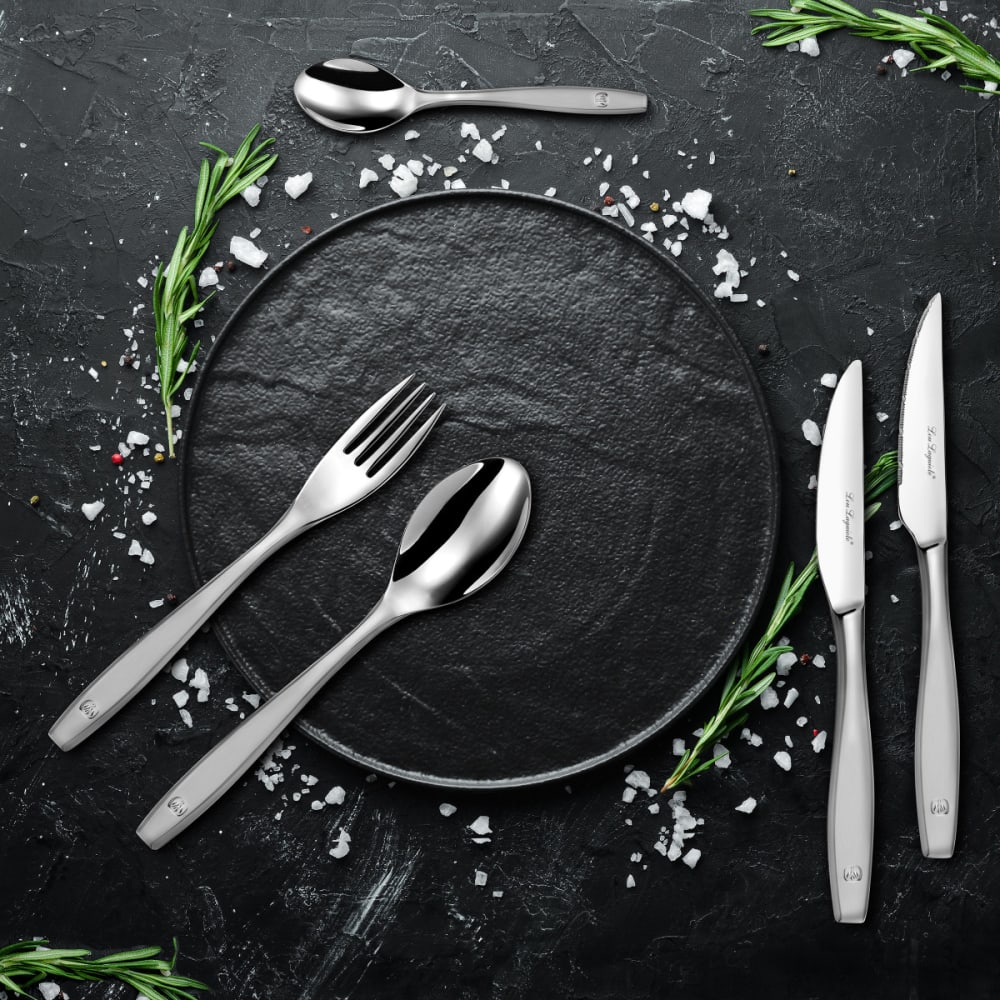 Lou Laguiole 50-teiliges Besteckset aus Edelstahl 18/0 Silber