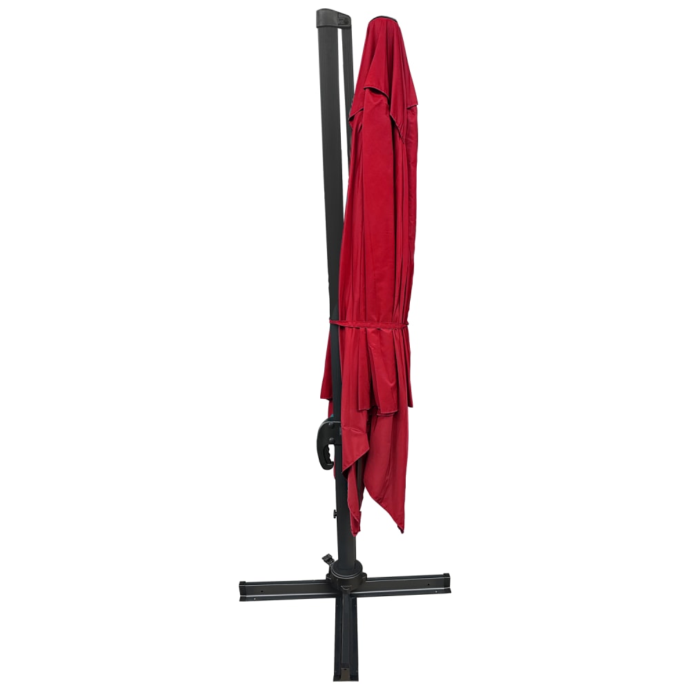Parasol déporté carré 3x3m aluminium toile rouge avec housse