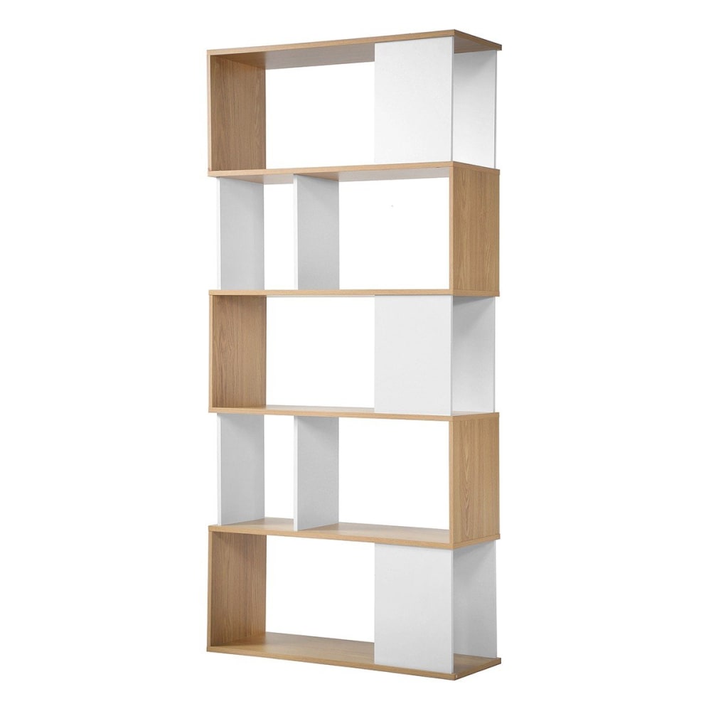 Calicosy Bücherregal in Weiß- und Eichenholzoptik - H173,5 cm Weiß Spanplatte