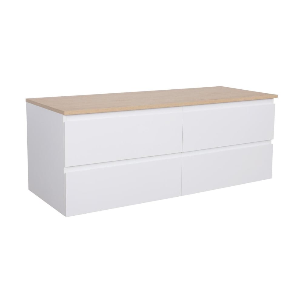 Meuble double vasque  suspendu avec plan effet bois 120 cm
