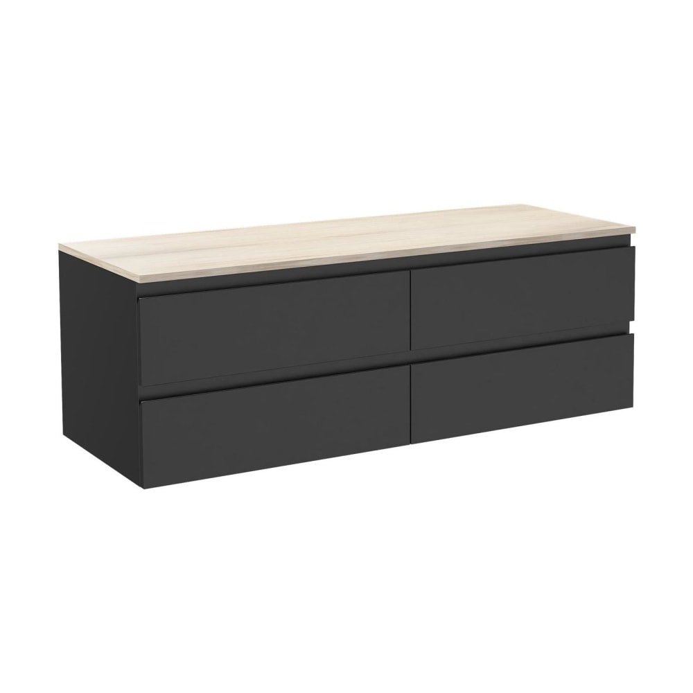 Meuble double vasque  suspendu avec plan effet bois 120 cm