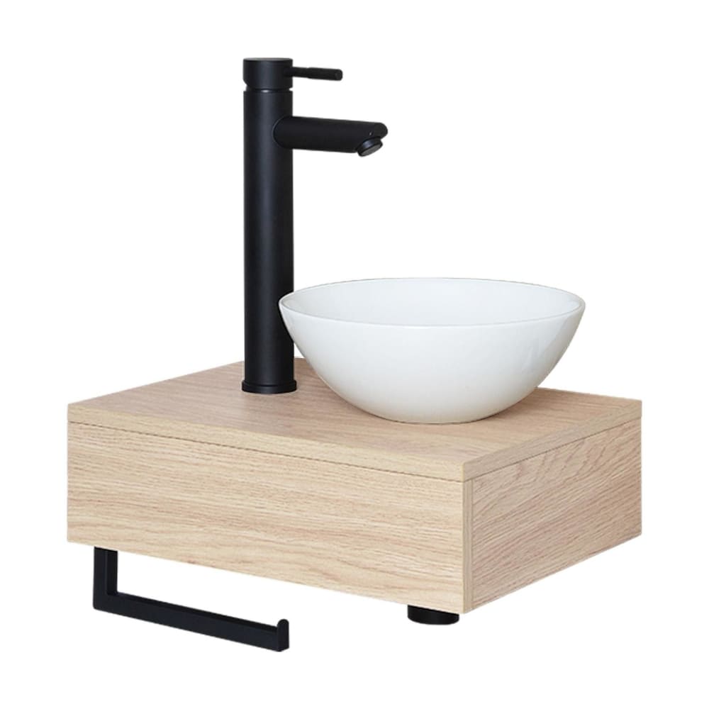 Meuble lave-mains  plan épais vasque blanche