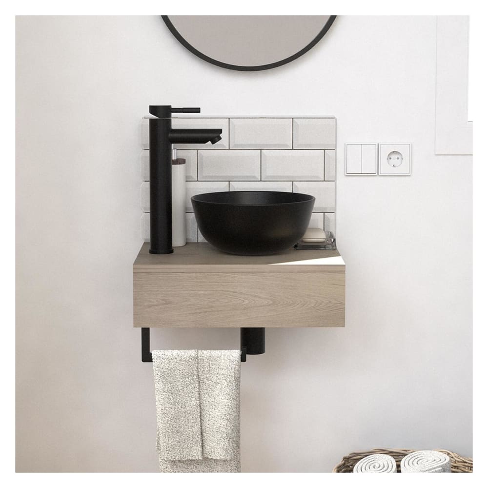 Meuble lave-mains plan épais vasque noire - Maisons du Monde