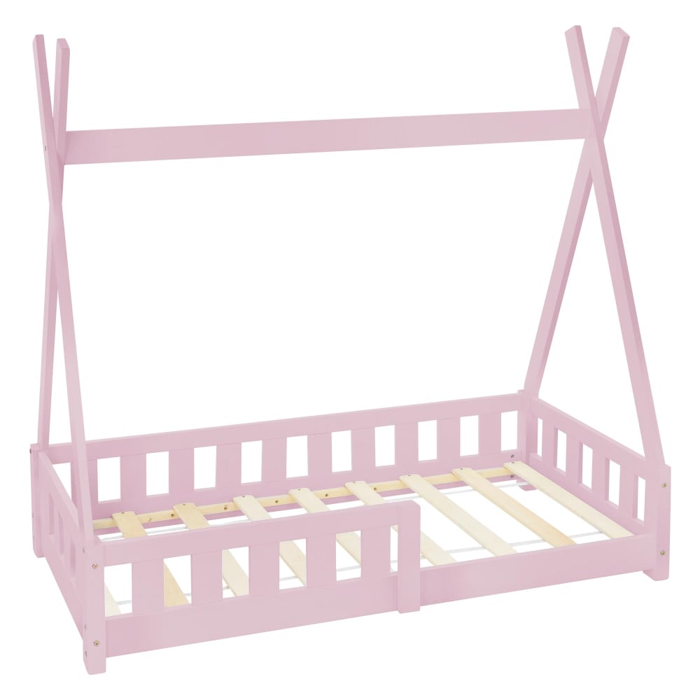 ML-Design Kinderbett Tipi mit Rausfallschutz 70x140 cm, Rosa, aus Kiefernholz Rosa Baby
