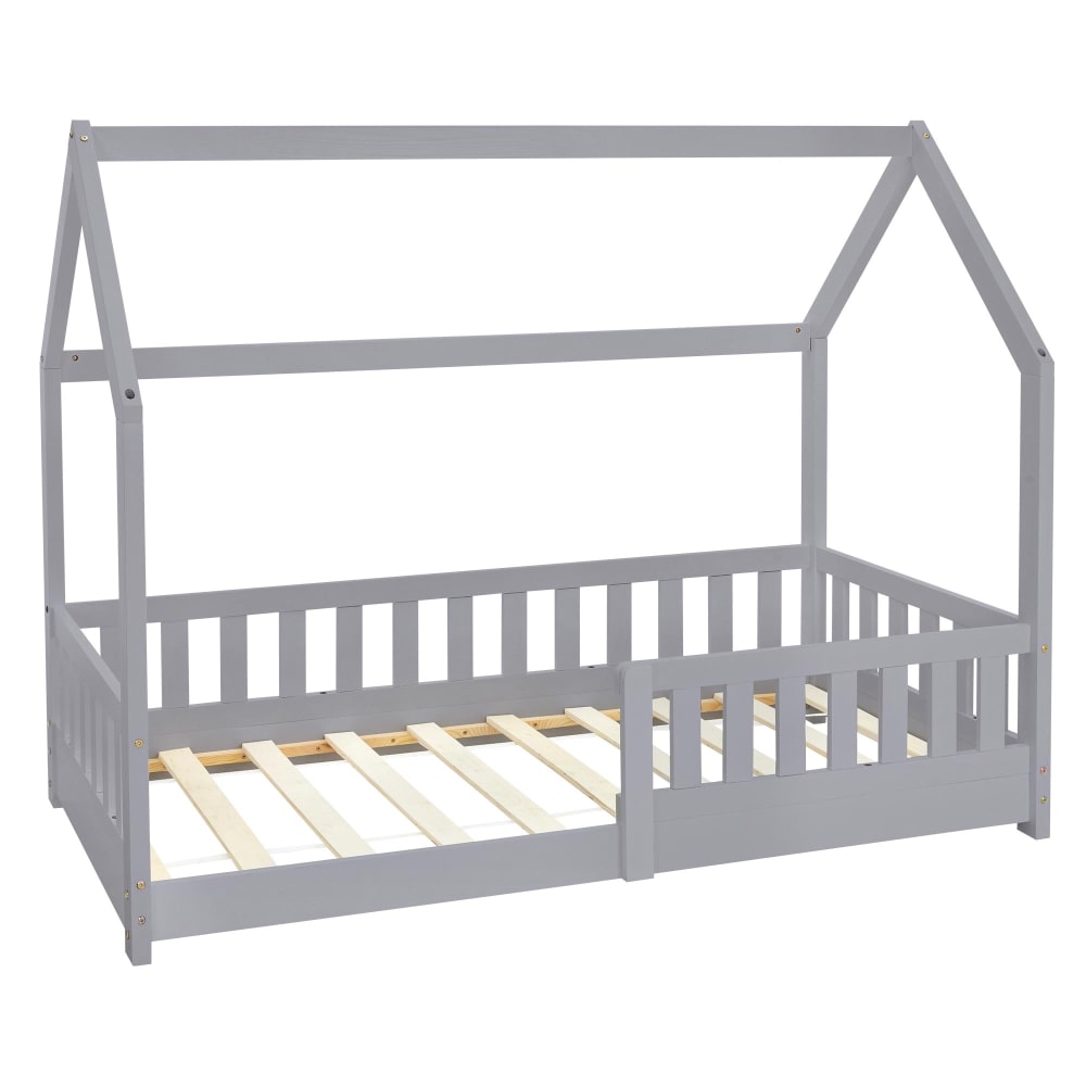 Lit cabane enfant 80x160 - gris bois clair