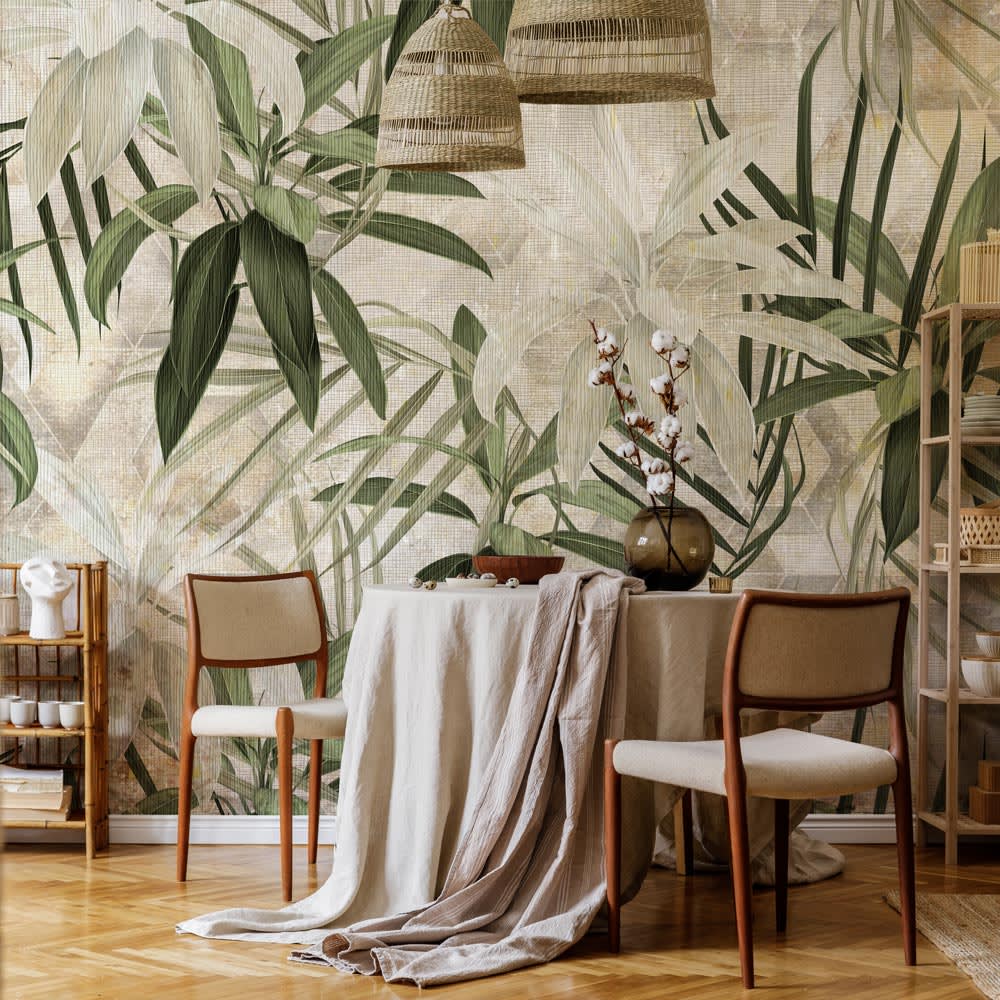 Carta da parati tnt goffrata stile tropicale  300x300 cm -