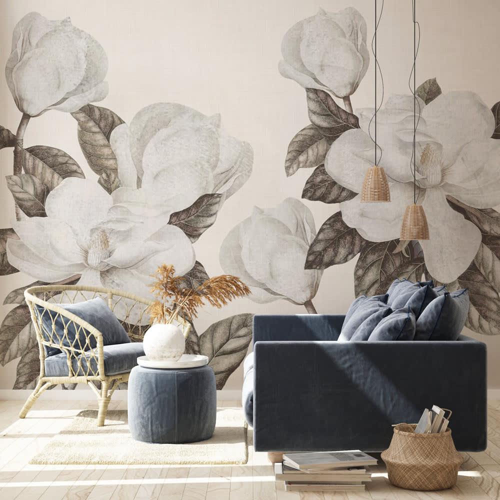 Carta da parati tnt goffrata stile floreale 400x300 cm -