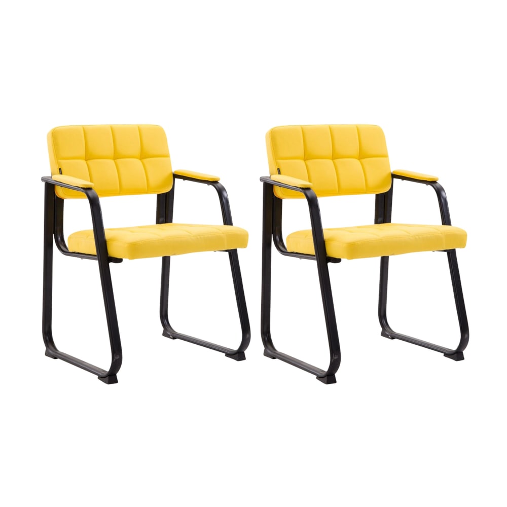 CLP 2er Set Besucherstühle mit Metallgestell Sitz aus Kunstleder gelb style modern - Pvc - Polyvinlychlorid