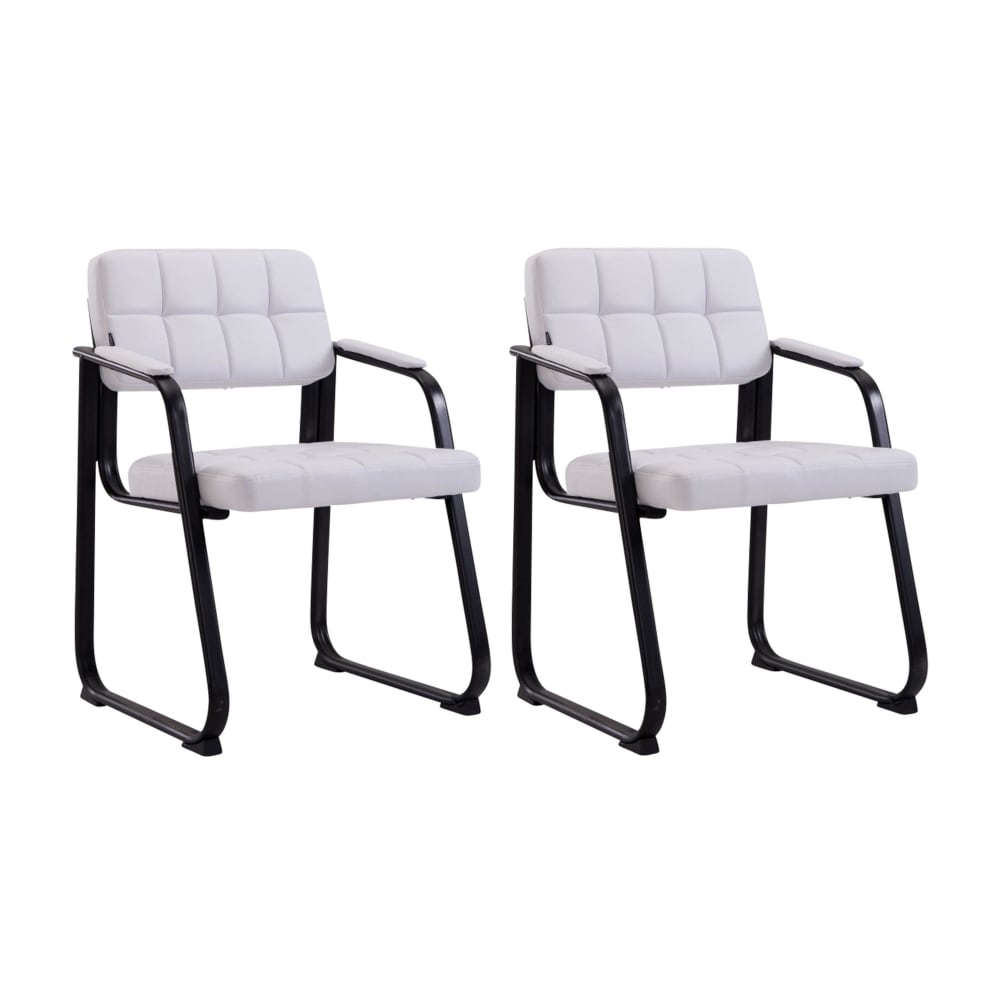 CLP 2er Set Besucherstühle mit Metallgestell Sitz aus Kunstleder weiß style modern - Pvc - Polyvinlychlorid