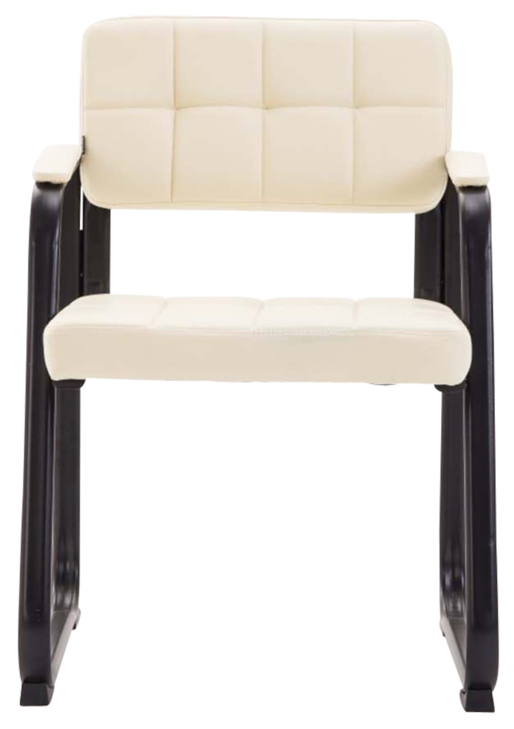 Lot 2 chaises avec pieds en métal assise en pvc et synthetique Crème