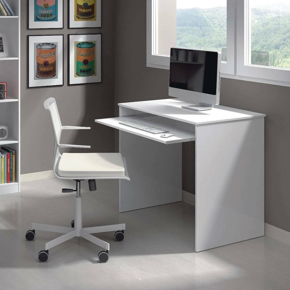 Bureau en bois mélaminé blanc 90x54x79h cm - Maisons du Monde