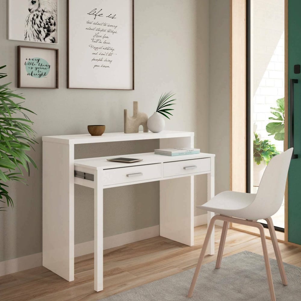 Scrivania bianco 36x98.5x87.5h cm - Dmora