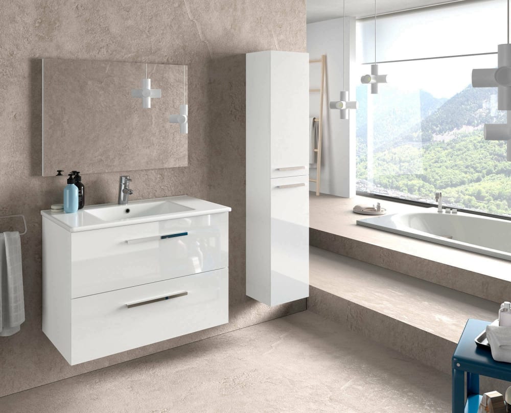 Armoire à colonnes effet bois blanc brillant 30x25 cm - Maisons du Monde