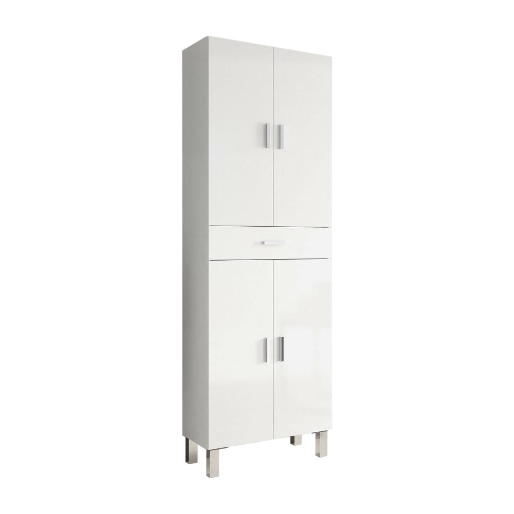 Grande armoire polyvalente effet bois blanc brillant 60x29 cm