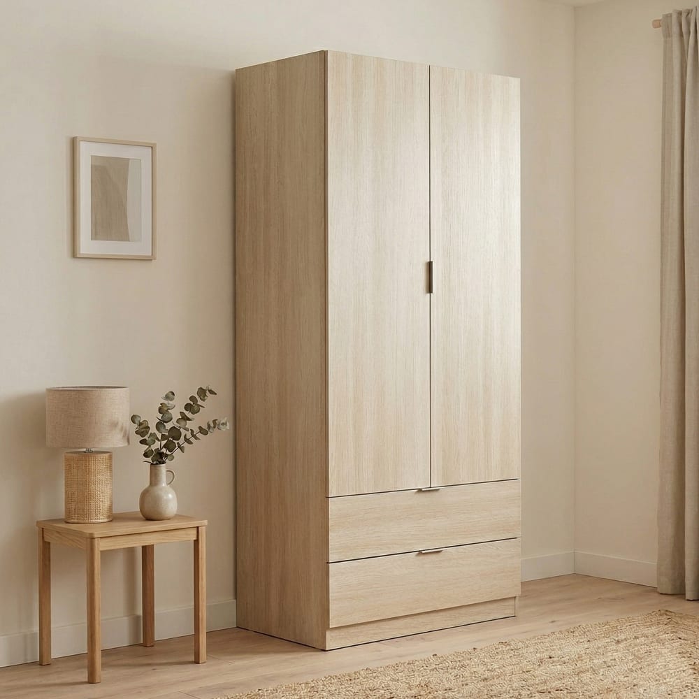 Armoire 2 portes effet bois beige 81x52 cm - Maisons du Monde