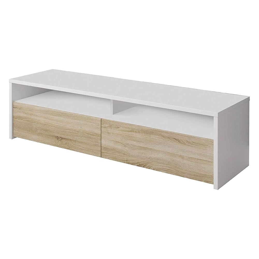 Meuble tv effet bois blanc brillant 130x40 cm