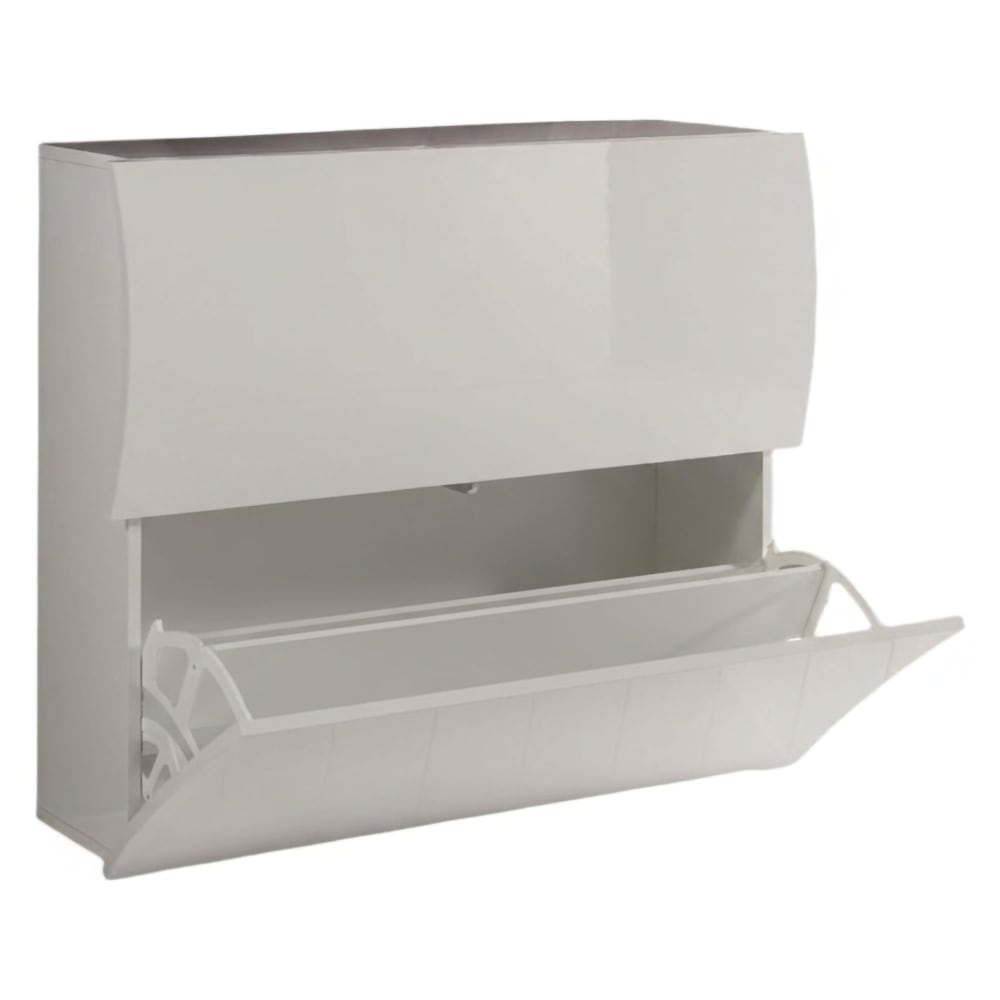 Dmora Schuhregal in glänzendem Weiß mit Holzeffekt, 101 x 27 x 82 cm style modern Weiß Holz