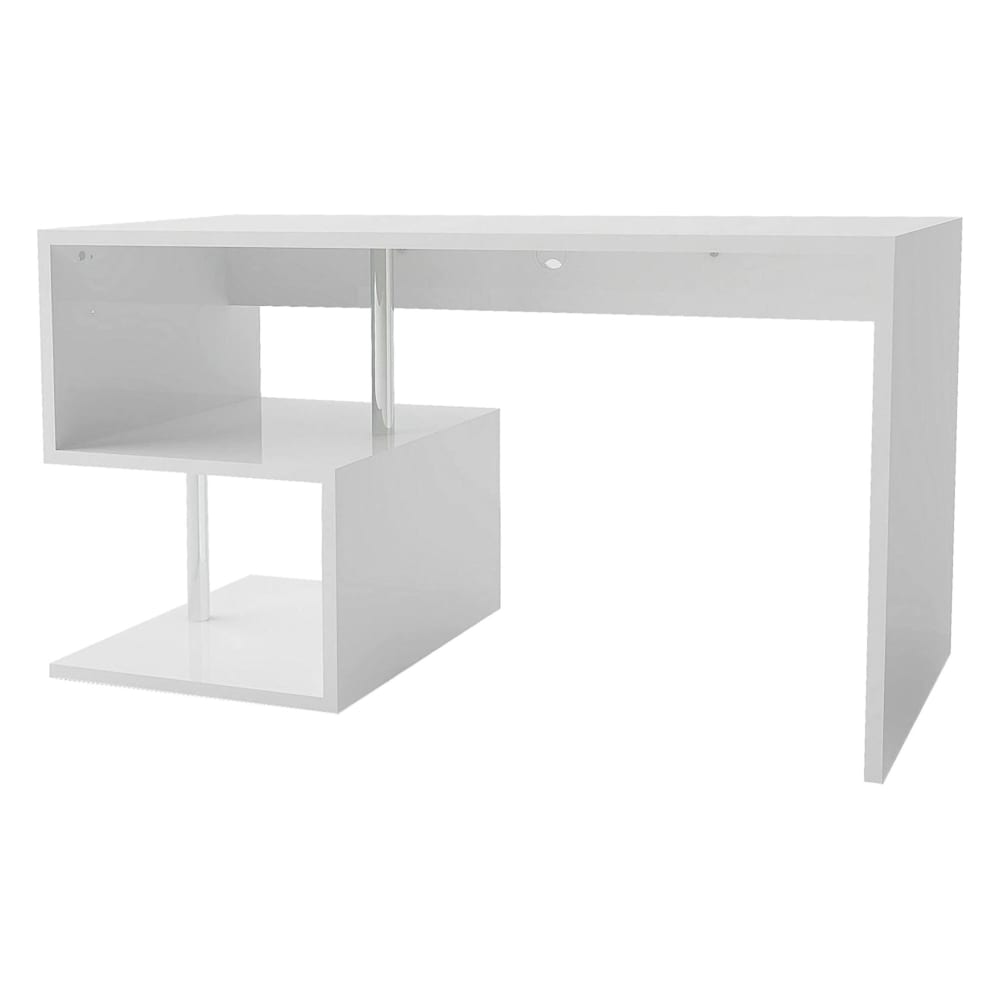 Scrivania bianco lucido 60x140x78h cm - Modello Contemporaneo - Bianco - LEGNO
