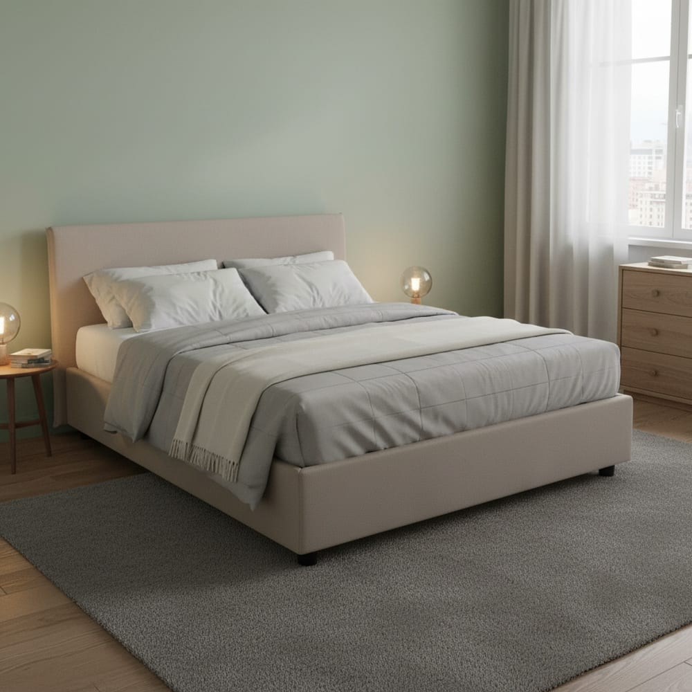 Letto alla francese grigio tortora - Talamo Italia