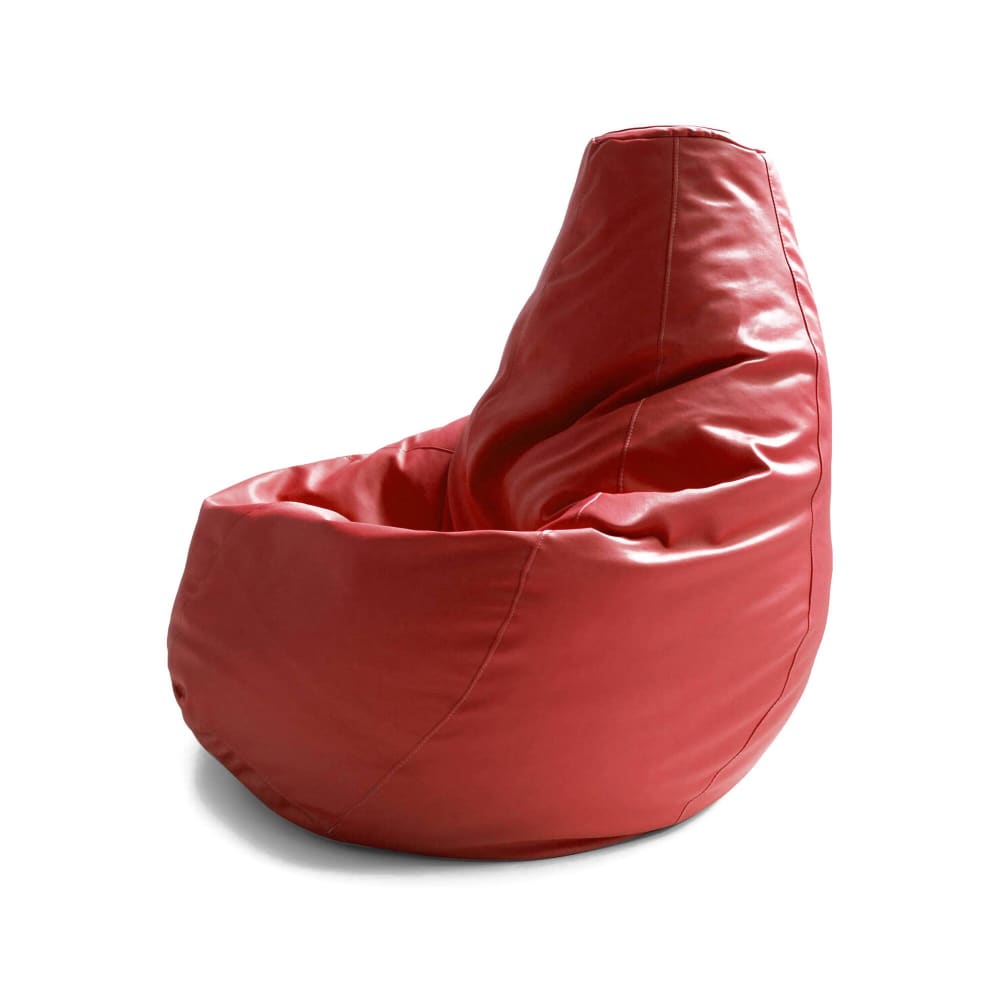 Pouf en similcuir rouge