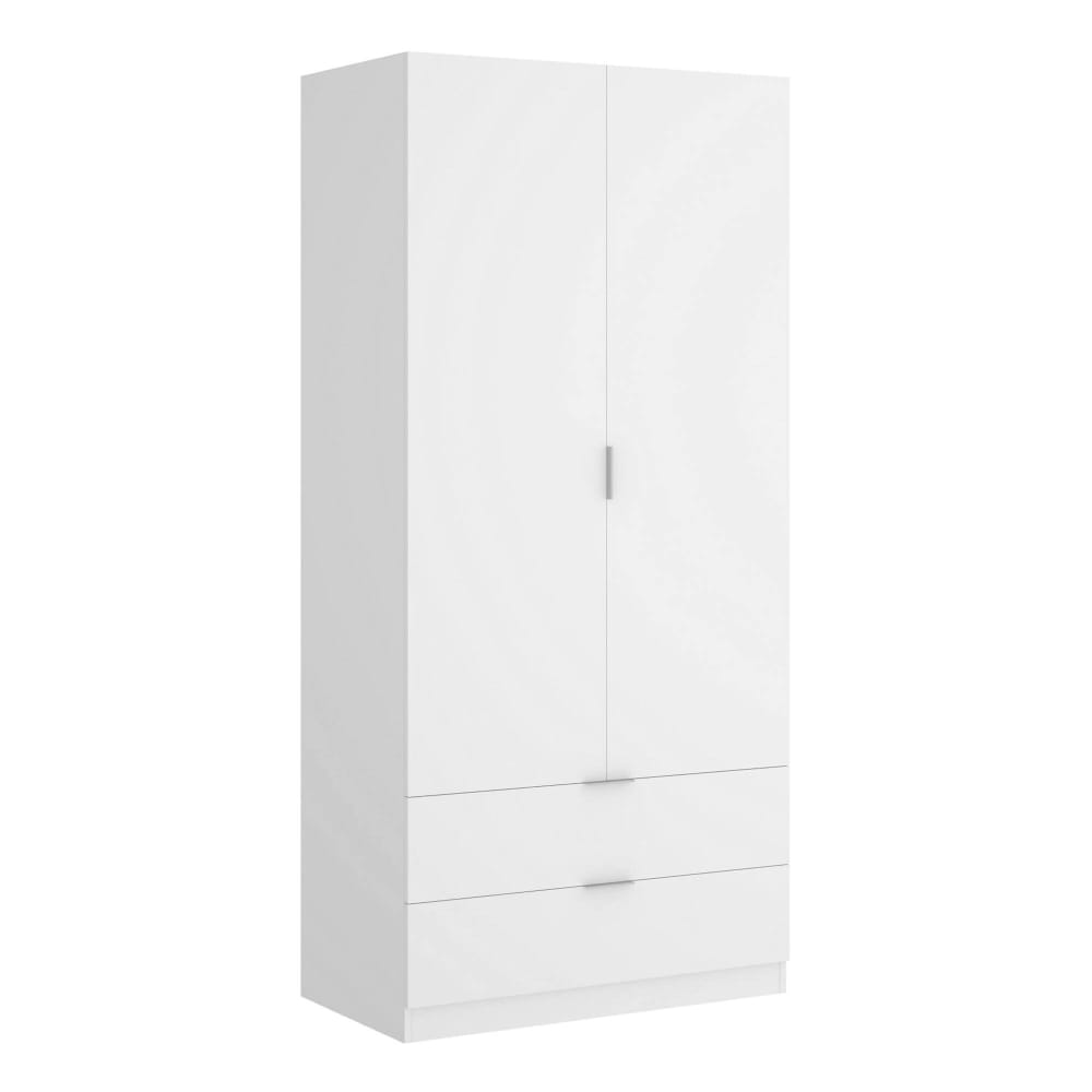 Armoire 2 portes effet bois blanc 187x52 cm