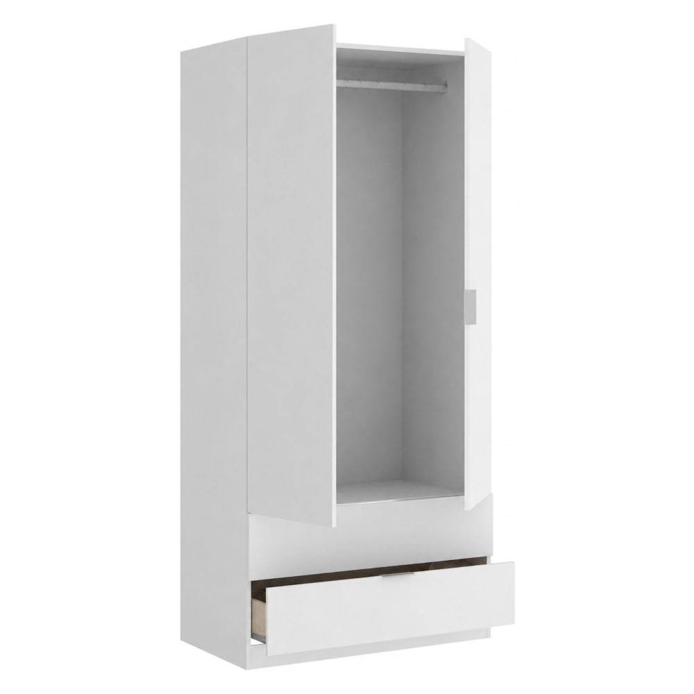Dmora Zweitüriger Kleiderschrank mit weißem Holzeffekt, 81 x 52 x 184 cm style modern - Holz
