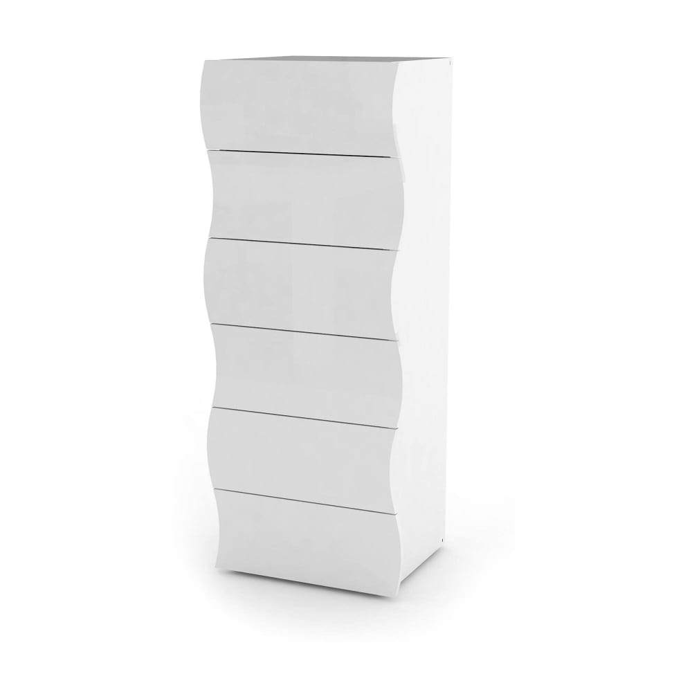 Cassettiera bianco lucido 40x50x121.7h cm - Modello Contemporaneo - Bianco - LEGNO