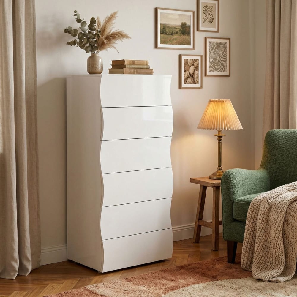Commode effet bois blanc brillant 50x40 cm - Maisons du Monde