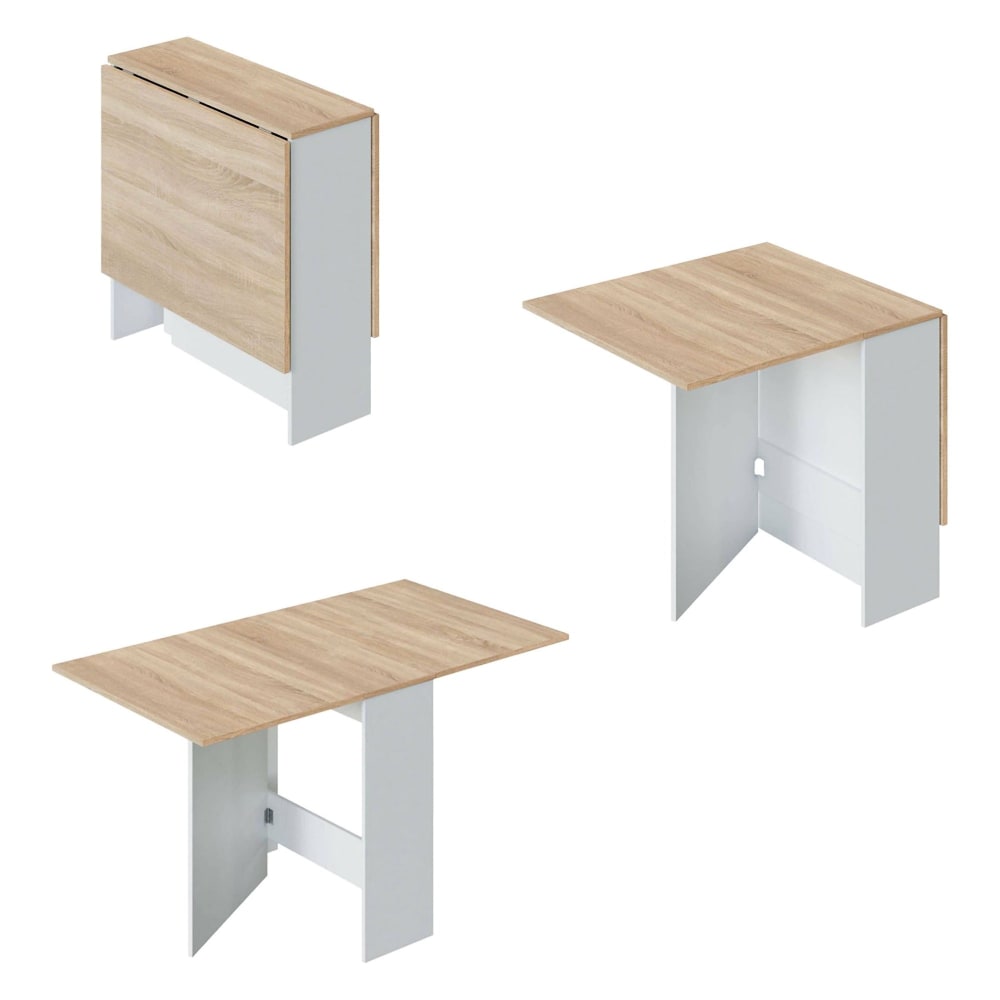 Dmora Ausziehbarer Tisch mit weißem Holzeffekt, Eiche 31x77h78 cm style modern - Holz