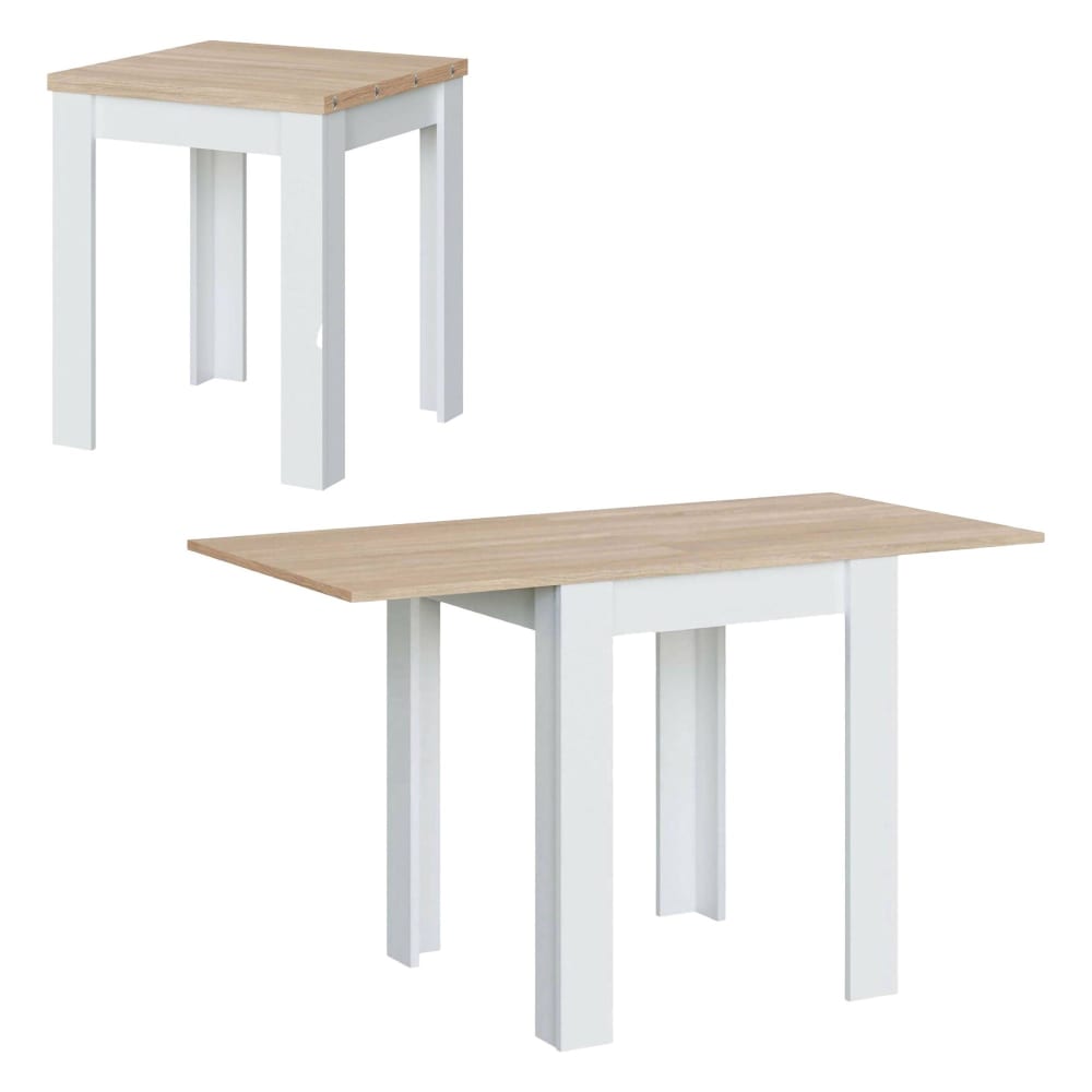 Dmora Ausziehbarer Tisch mit weißem Holzeffekt, Eiche 67x67h79 cm style modern - Holz
