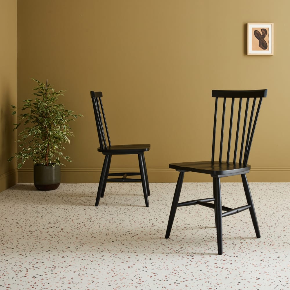 sweeek 2er-Set schwarze Stühle aus Hevea-Holz mit Sprossen - Holz