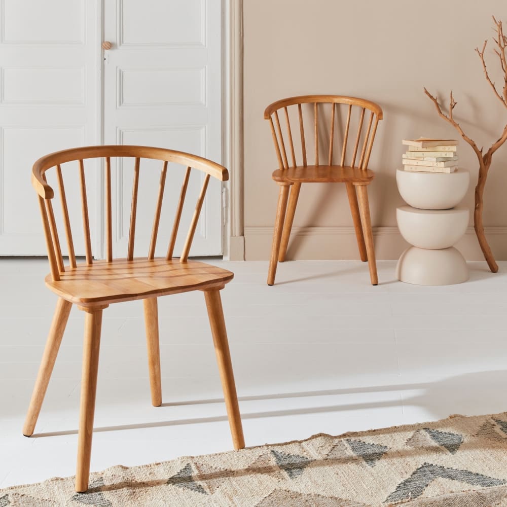 sweeek 2er-Set Sprossenstühle aus Holz und Sperrholz, Paula, B 53 x T 47,5 x Beige