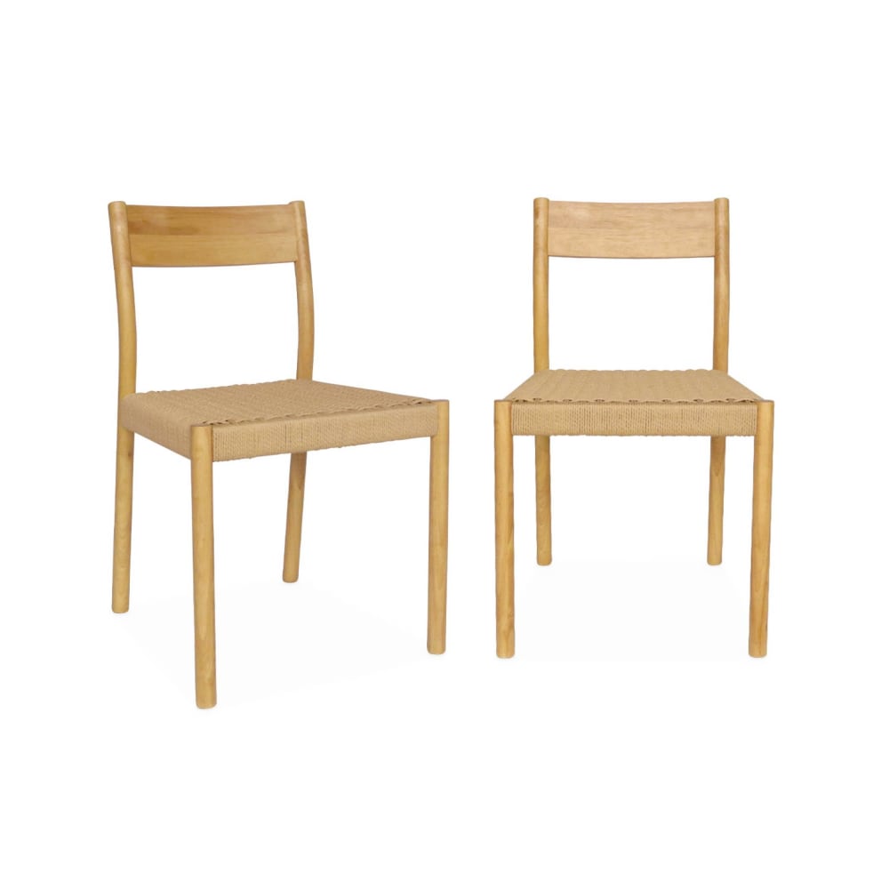 Lot de 2 chaises naturelles en bois et cordage