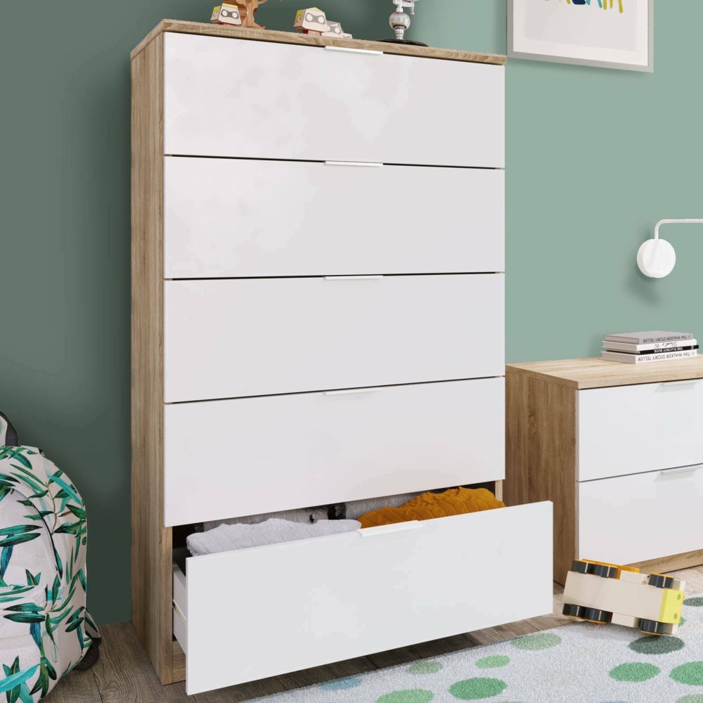 Commode effet bois beige, blanc 60x40 cm - Maisons du Monde