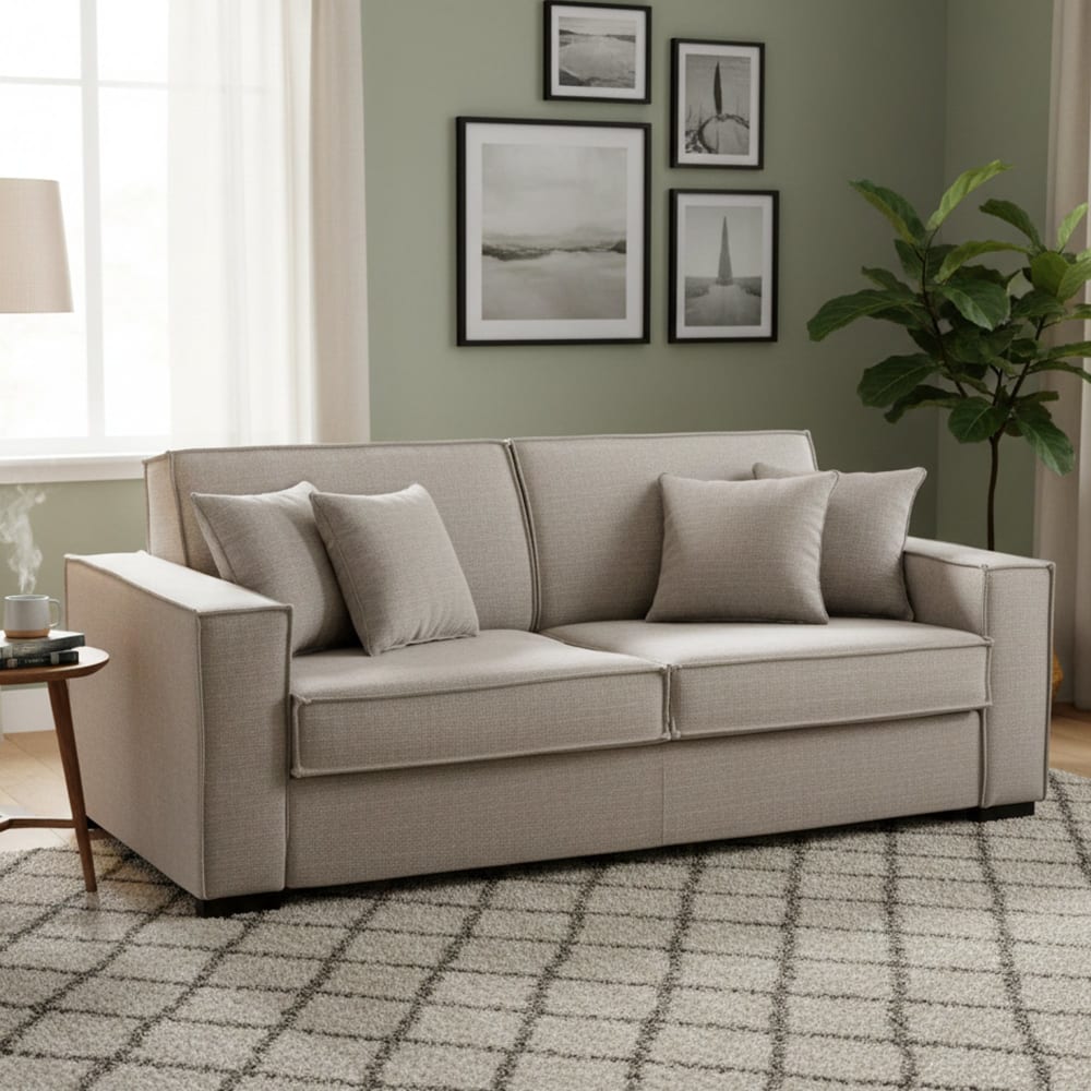 Divano letto 3 posti nero tortora 95x220 cm - Talamo Italia