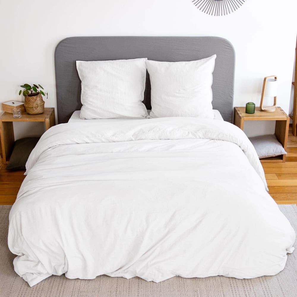 Parure de lit microfibre, blanc, 240 x 220cm - Maisons du Monde