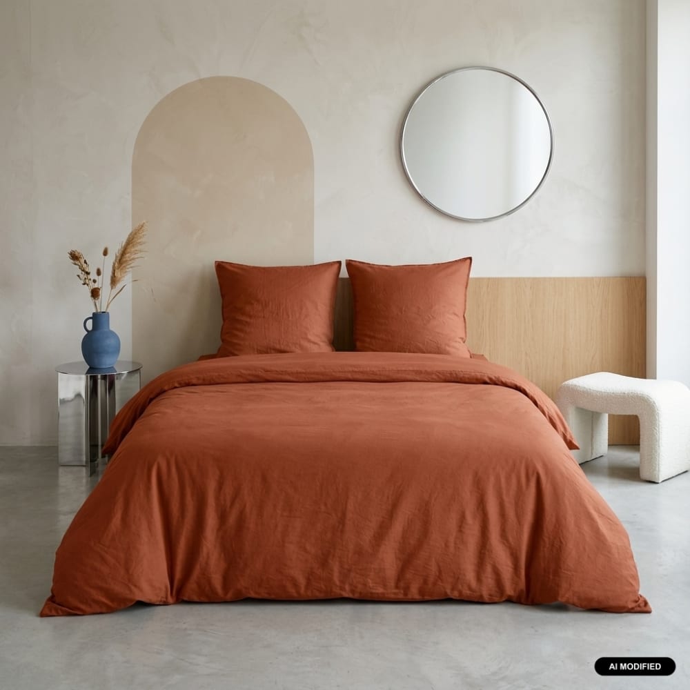 sweeek Bettwäsche-Set aus Mikrofaser terrakotta 240 x 220cm ROT MIKROFASER Junge