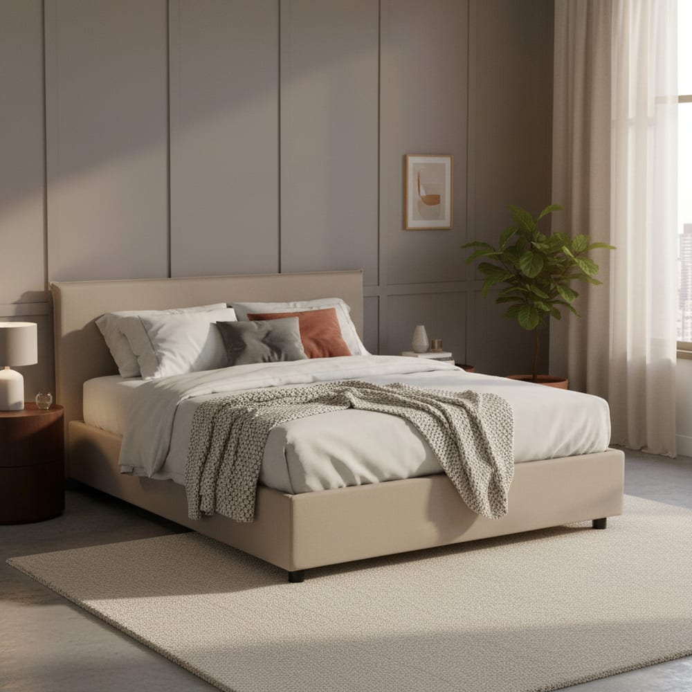 Letto alla francese grigio tortora - Talamo Italia