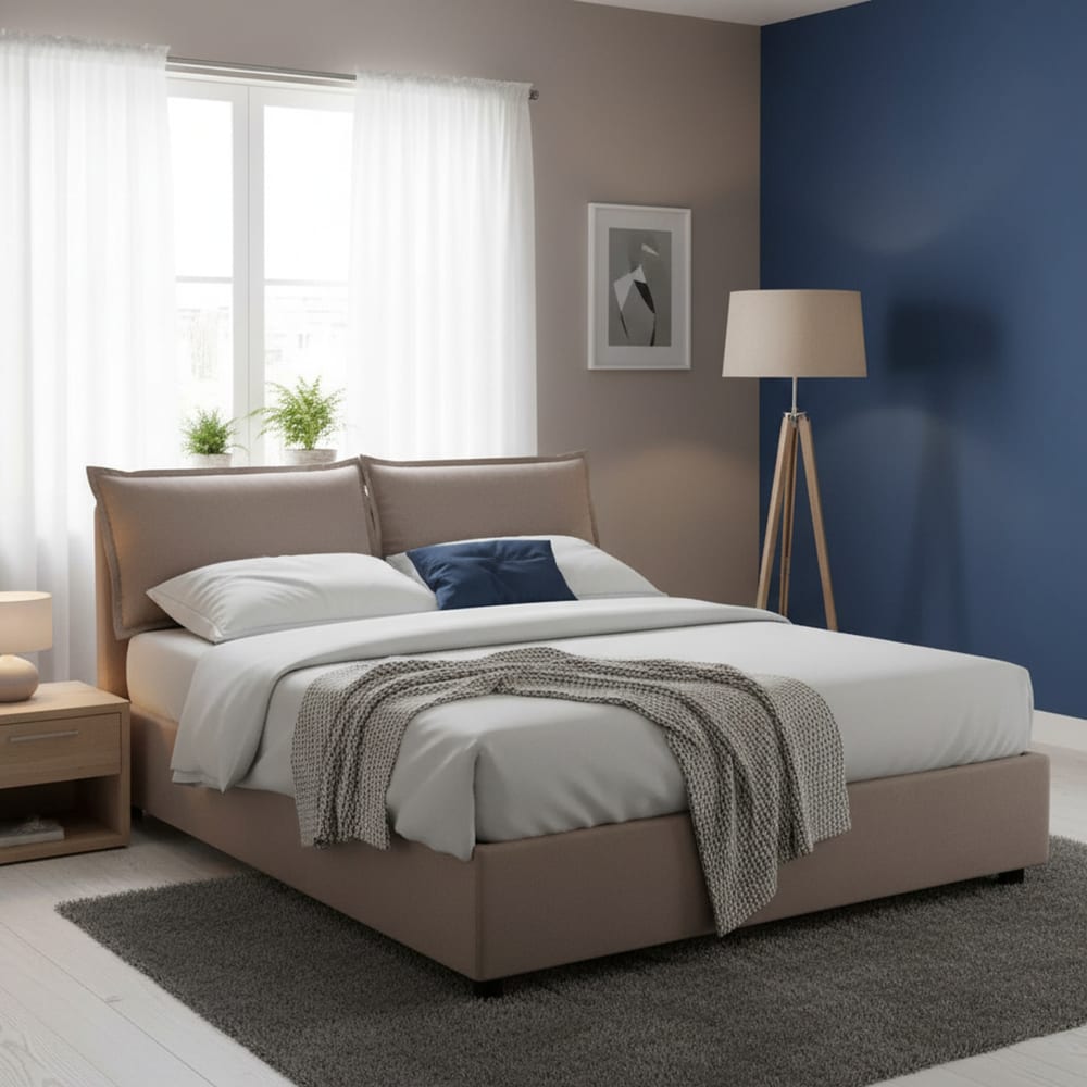 Letto alla francese grigio tortora - Talamo Italia